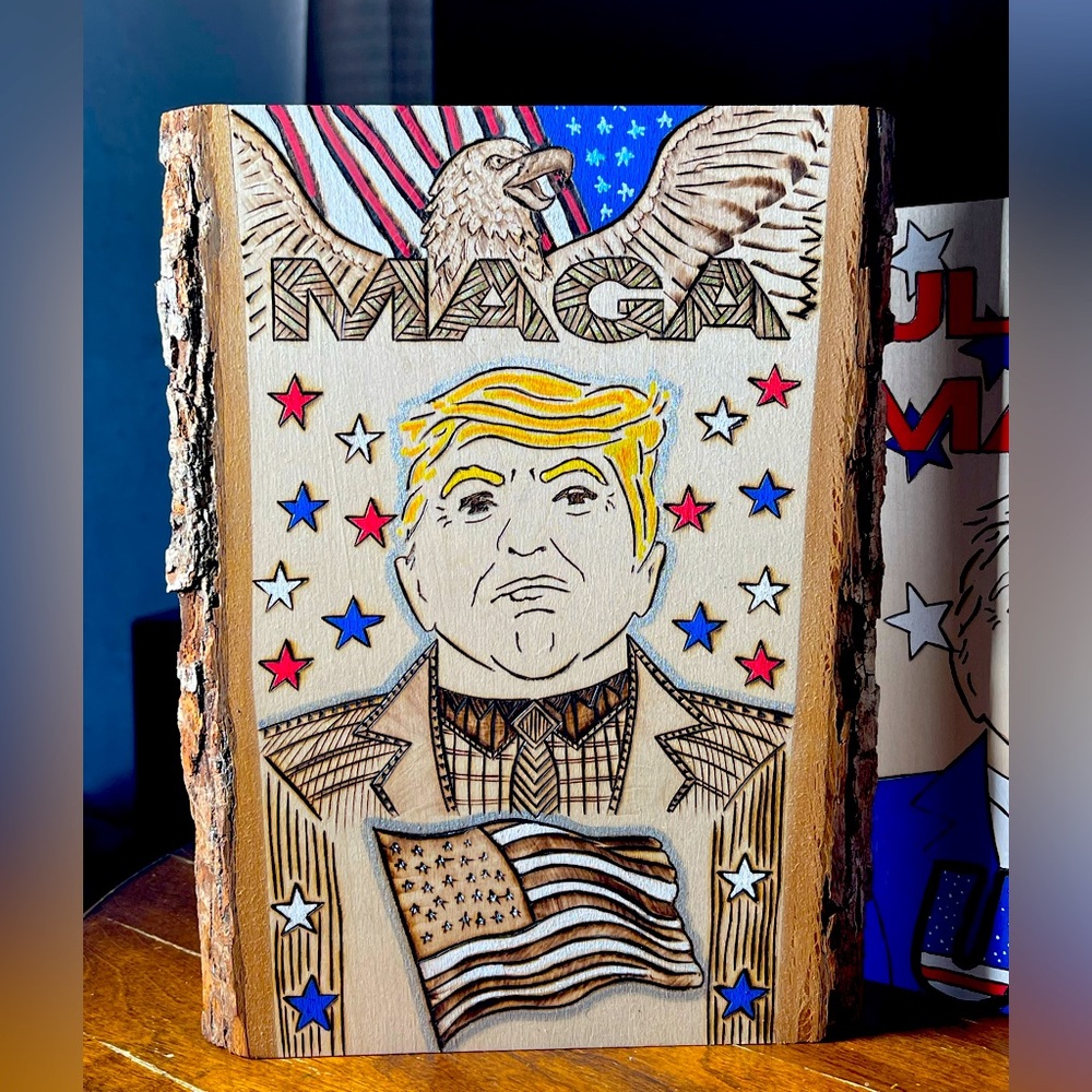 Donald Trump - Pyrography - Woodburning Art - Ultra MAGA